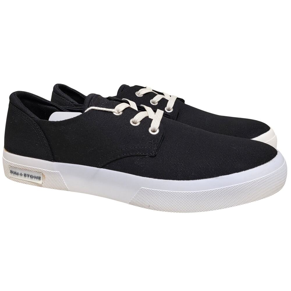 Sun + Stone Men Kiva Low Top Lace Up Sneakers Size US 10M Black Canvas